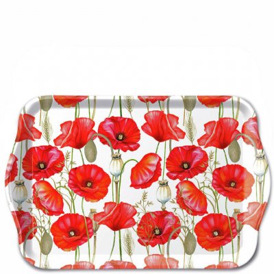 Bricka med Röda Vallmo Sommarblommor  - Ambiente 13x21 cm