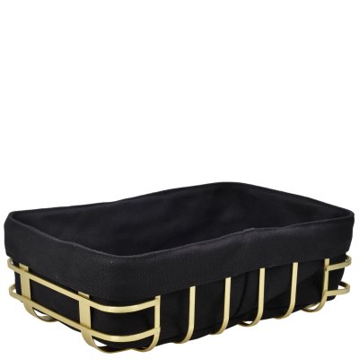 Brödkorg svart textil och matt guld - 25,5x18,5 cm