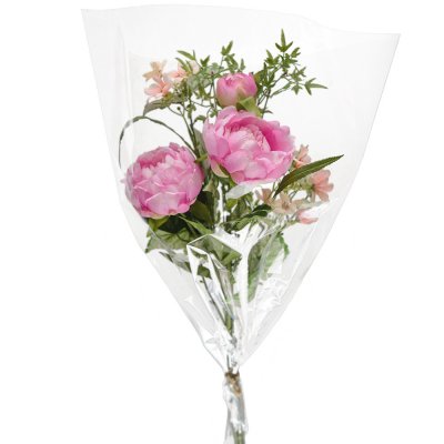 Konstblommor bukett med rosa pioner och blommor med gröna kvistar - 70 cm