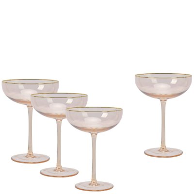 Champagneglas i rosa och guld - 17 cm höga