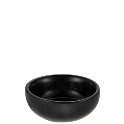 Svart dipskål, litet fat i porslin med reaktiv glasyr - 8 cm