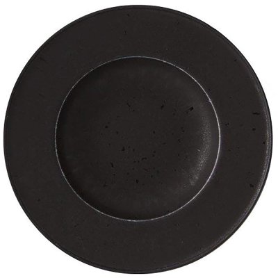 Svart djup tallrik i stengods och sammets-look - 25 cm i diameter