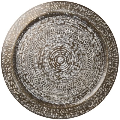 Bricka, Fat till dekoration i koppar, mässing och vitt mönster - 75 cm