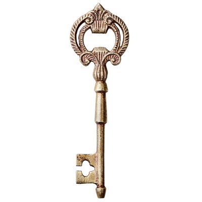 Öppnare, flasköppnare formad som gammal nyckel - Mässing, guld 15x5 cm