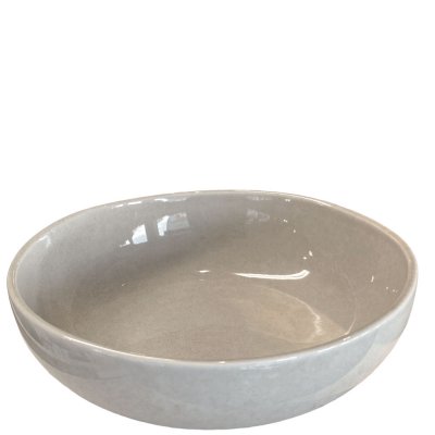 Frukostskål, skål eller djup tallrik i beige varmgrå porslin - 16 cm