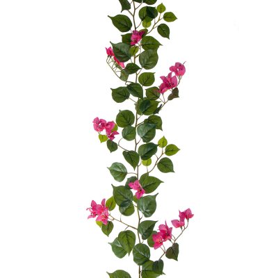Girlang med cerise rosa blommor och gröna blad - 180 cm lång