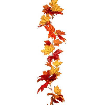 Girlang med höstlöv i färgstarkt gul, orange och röd - 190 cm