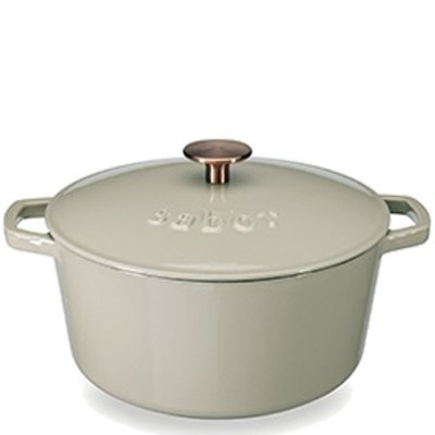 Ljusgrå gjutjärnsgryta från Sabor 4,4 liter - Emaljerad