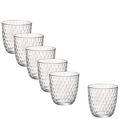6st glas, vattenglas, vardagsglas med vackert mönster. 29 cl