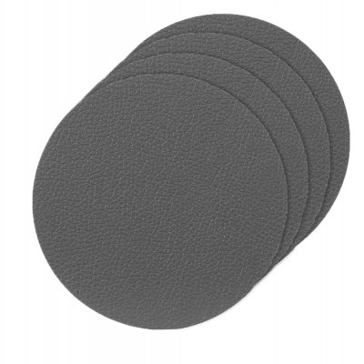 Mörkgrå Glasunderlägg, coasters i 4-pack - PVC Konstskinn 10cm