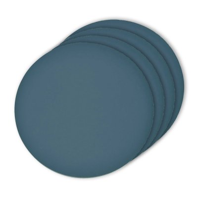 Petrol-blå Glasunderlägg, coasters i 4-pack - PVC Konstskinn 10cm