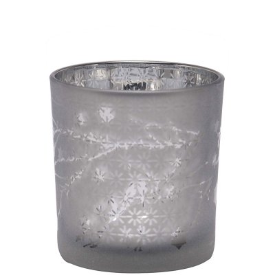 Grå och silver värmeljushållare glaslykta 8 cm hög