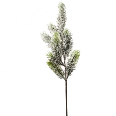 Konstväxt - grankvist med 13 grenar och snö - 48 cm