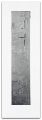 Abstrakt tavla i grå, silver och vit