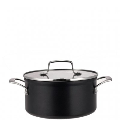 Svart ryta 3 liter Ø20 cm med rostfritt handtag och glaslock - Black Line från Modern House