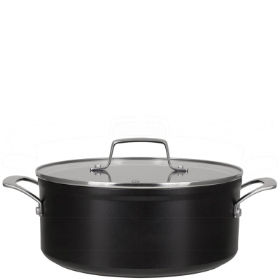 Svart gryta 4,2 liter Ø24 cm med rostfritt handtag och glaslock - Black Line från Modern House