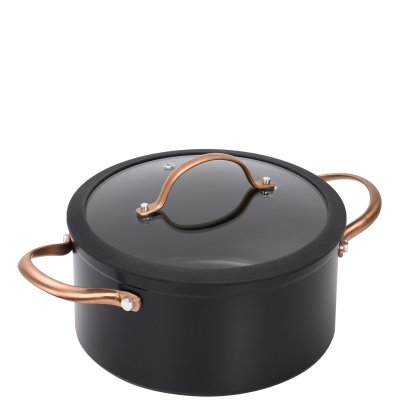 Svart gryta i stål med koppar handtag - 3 l