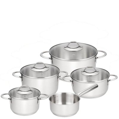 Grytset 4 grytor, 1 kastrull rostfri stål - Kitchen Essentials