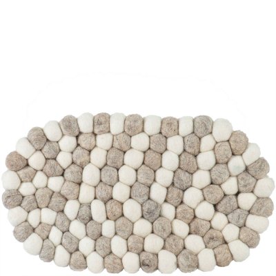 Avlångt grytunderlägg i  ull - beige, vit - Dakota från Holmen Design - 33x18 cm