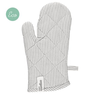 Vit Grytvante med grå ränder - 100% ekologisk bomull GOTS OEKO-TEX