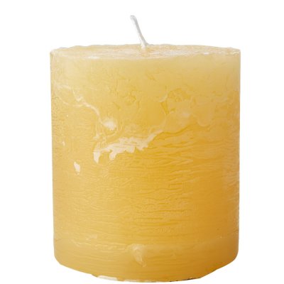 Gula blockljus Cote Nord - varmgula, orange - Rustik 7,5 x 7 cm Affari