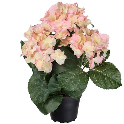 Rosa hortensia konstblomma i kruka - 30 cm hög