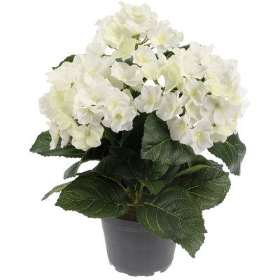 Vit hortensia konstblomma i kruka - 30 cm hög