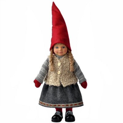 Jul figur syster med röd tomteluva - 56 cm hög