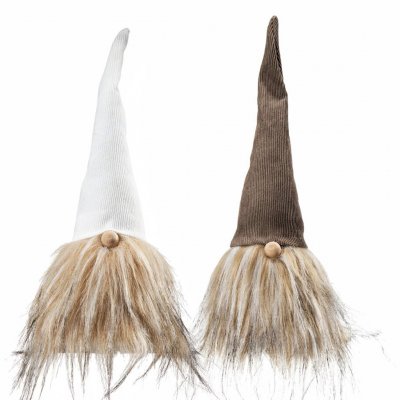 Jultomtar, julenissar med luva - Vit eller brun. Textiltomte 30 cm hög