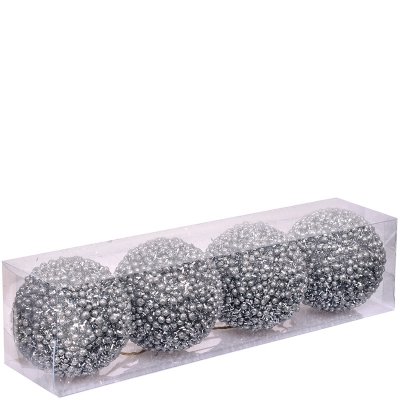 Silvriga glaskulor, 4 pack - 8 cm