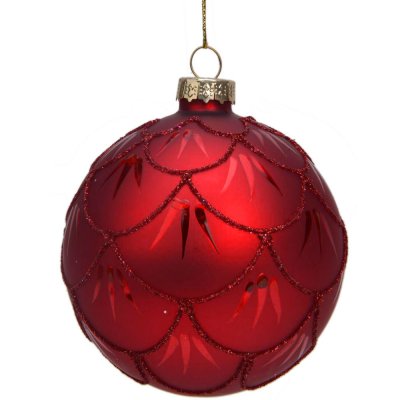 Julpynt kula röd Amanda - Glaskula 8 cm