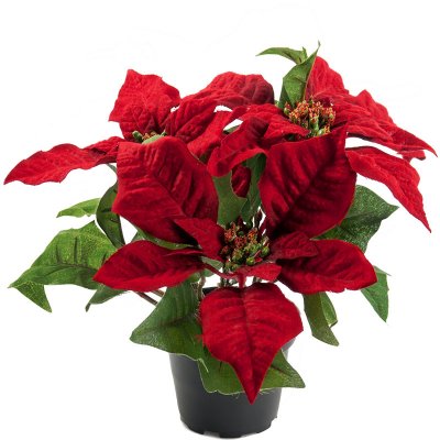 Röd julstjärna i kruka - Konstblomma 23 cm