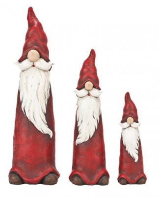 Liten långsmal tomte i röd och vit - 14cm hög