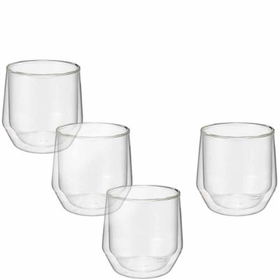 Kaffeglas, mugg 4-pack med dubbelväggigt thermos glas - Modern House Lundi