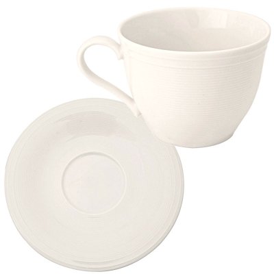 Vit kaffekopp med fat i porslin - Stiernholm Rhythm