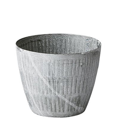 Grå kruka i vitkalkad zink - 12cm hög