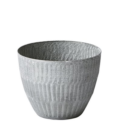 Grå kruka i vitkalkad zink - 11cm hög