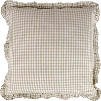 Beige kudde med rutmönster - inklusive innerkudde 50x50 cm