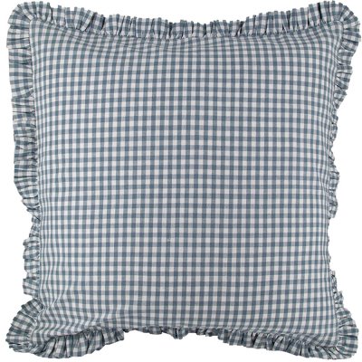 Blå-grå kudde med rutmönster - inklusive innerkudde 50x50 cm