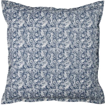 Blå-grå linnekudde med ljus beige baksida - inklusive innerkudde 50x50 cm