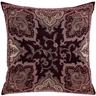 Vinröd kudde med orientaliska mönster 50x50