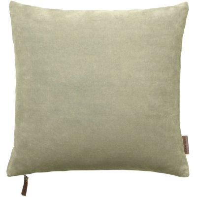 Prydnadskudde i ljusgrön bomullssammet, khaki - 50x50 cm
