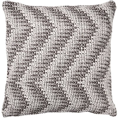 Brunt kuddfodral med vågigt vitt mönster 50x50 - Återvunnen bomull