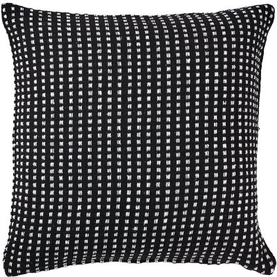 Svart kuddfodral med vitt mönster 50x50 - Återvunnen bomull