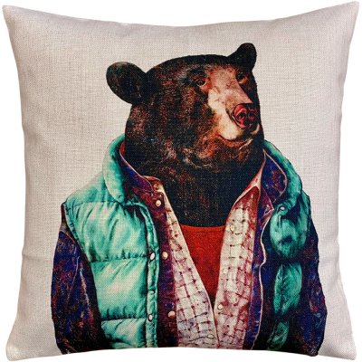 Kuddfodral med björn i täckväst - 45x45 cm