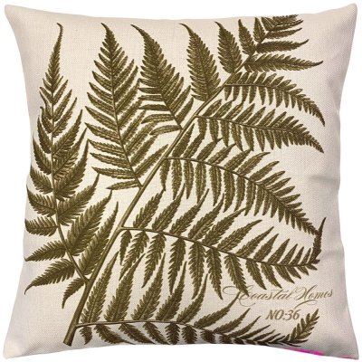 Naturfärgat kuddfodral med olivgrön ormbunke - 50x50 cm