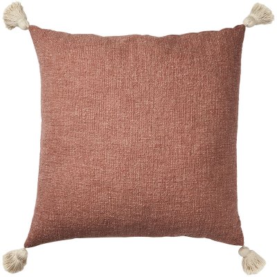 Rosa, aprikos kuddfodral med tofsar i beige - 50x50cm Affari