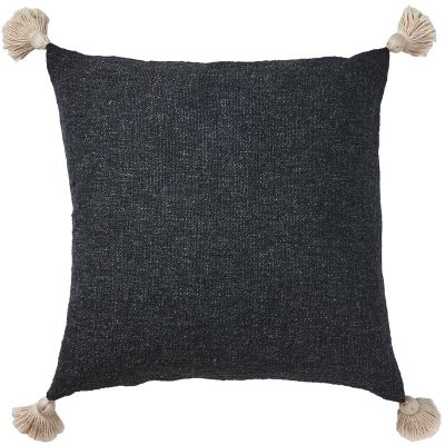 Mörkt Blå kuddfodral med tofsar i beige - 50x50cm Affari