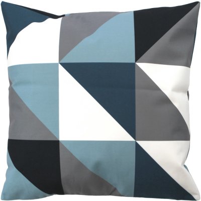 Kuddfodral med mönster i blå, mörk turkos, vit, svart och grå - 50x50 cm