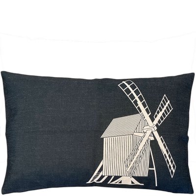 Svart Kuddfodral med kvarn från Öland - 60c40 cm
